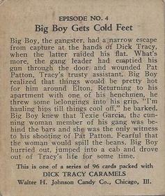 1937 Johnson Candy Dick Tracy (R41) #4 Big Boy Packs Up Back