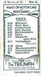 1923 Amalgamated Press Makes of Motor Cars and Index Marks #2 Essex Motor Car Back