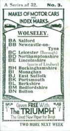 1923 Amalgamated Press Makes of Motor Cars and Index Marks #3 Wolseley Back