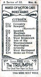 1923 Amalgamated Press Makes of Motor Cars and Index Marks #8 Citroen Back