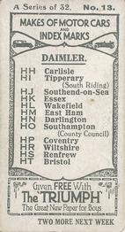 1923 Amalgamated Press Makes of Motor Cars and Index Marks #13 Daimler Back