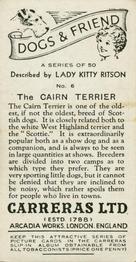 1936 Carreras Dogs & Friend #6 Cairn Terrier Back