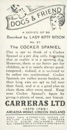 1936 Carreras Dogs & Friend #21 Cocker Spaniel Back