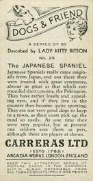 1936 Carreras Dogs & Friend #25 Japanese Spaniel Back