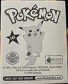 1999 Merlin Pokemon Stickers #143 Snorlax Back