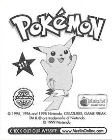 1999 Merlin Pokemon Stickers #217 Abra Back