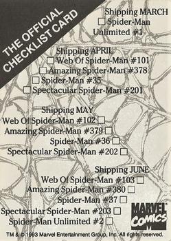 1993 Marvel Comics Annuals Checklists #NNO Maximum Carnage Back