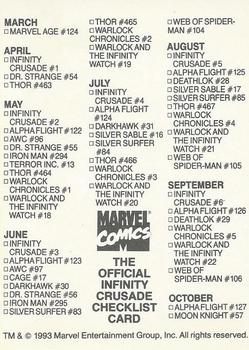 1993 Marvel Comics Annuals Checklists #NNO The Infinity Crusade Back