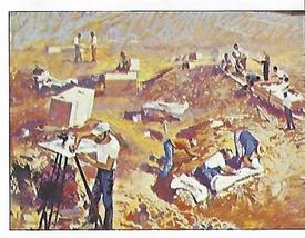 1992 Panini Prehistoric Animals Stickers #26 Excavating fossils Front