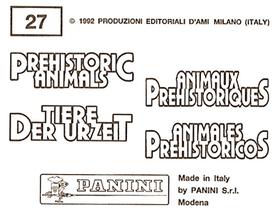 1992 Panini Prehistoric Animals Stickers #27 Excavating fossils Back