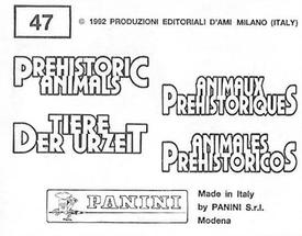 1992 Panini Prehistoric Animals Stickers #47 Dimetrodon Back
