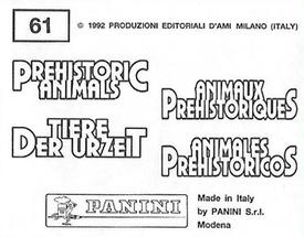 1992 Panini Prehistoric Animals Stickers #61 Chronosaurus Back