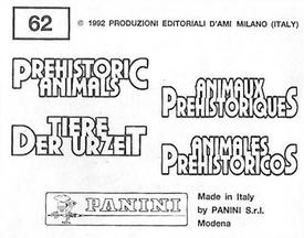 1992 Panini Prehistoric Animals Stickers #62 Thylosaurus / Archelon Back