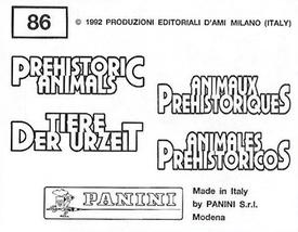 1992 Panini Prehistoric Animals Stickers #86 Phobosuchus Back