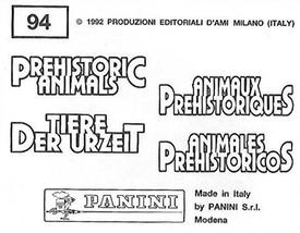 1992 Panini Prehistoric Animals Stickers #94 Protoceratops Back