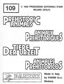 1992 Panini Prehistoric Animals Stickers #109 Allosaurus Back