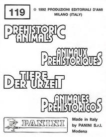 1992 Panini Prehistoric Animals Stickers #119 A comparison of heads Back