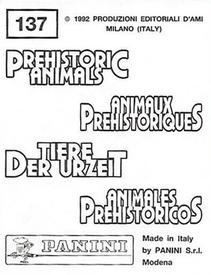 1992 Panini Prehistoric Animals Stickers #137 Opossum Back