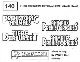 1992 Panini Prehistoric Animals Stickers #140 Coryphodon Back