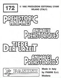 1992 Panini Prehistoric Animals Stickers #172 Triceratops Back