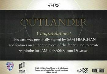 2019 Cryptozoic CZX Outlander - Autograph Wardrobe Relics #SHW Sam Heughan as Jamie Fraser Back