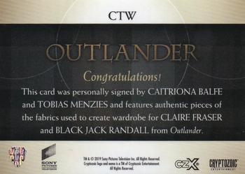 2019 Cryptozoic CZX Outlander - Dual Autographs Wardrobe Relics #CTW Caitriona Balfe / Tobias Menzies Back