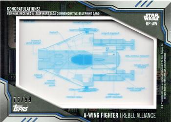 2019 Topps Star Wars Skywalker Saga - Commemorative Blueprints Relics Orange #NNO A-wing fighter Back