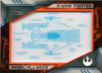 2019 Topps Star Wars Skywalker Saga - Commemorative Blueprints Relics Orange #NNO A-wing fighter Front