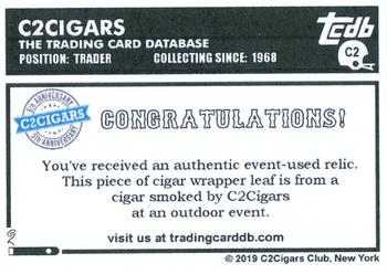 2019 C2Cigars TCDB Business Card - Relics #C2 C2Cigars Back