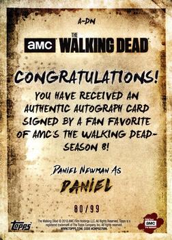 2018 Topps The Walking Dead Season 8 - Autographs Rust #NNO Daniel Newman Back