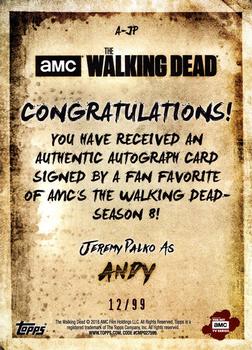 2018 Topps The Walking Dead Season 8 - Autographs Rust #NNO Jeremy Palko Back