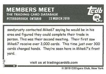 2019 C2Cigars TCDB Business Card - Meet-Ups #M4 sandyrusty / Mike67 Back