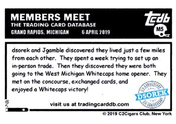2019 C2Cigars TCDB Business Card - Meet-Ups #M5 dsorek / Jgamble Back