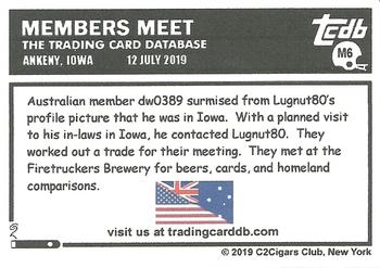 2019 C2Cigars TCDB Business Card - Meet-Ups #M6 Lugnut80 / dw0389 Back