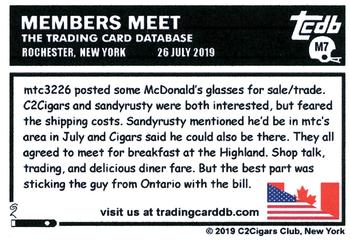 2019 C2Cigars TCDB Business Card - Meet-Ups #M7 mtc32226 / C2Cigars / sandyrusty Back