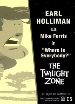 2019 Rittenhouse The Twilight Zone Rod Serling Edition - Portfolio Prints - Character Art #C5 Earl Holliman Back
