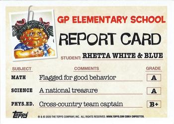2020 Topps Garbage Pail Kids: Late to School #46a Rhetta White & Blue Back