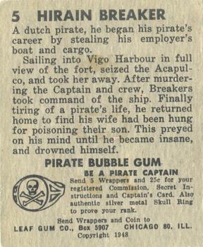 1948 Leaf Pirates #5 Hirain Breaker Back