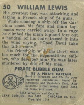 1948 Leaf Pirates #50 William Lewis Back