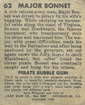 1948 Leaf Pirates #62 Stede Bonnet Back