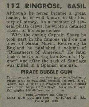 1948 Leaf Pirates #112 Basil Ringrose Back