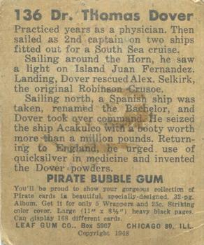 1948 Leaf Pirates #136 Dr. Thomas Dover Back
