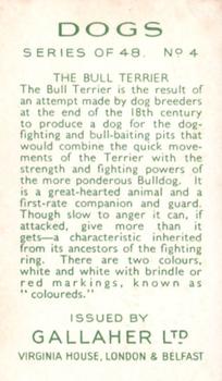 1936 Gallaher Dogs Series 1 #4 Bull Terrier Back
