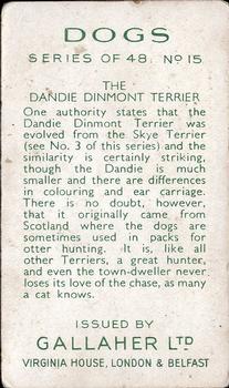 1936 Gallaher Dogs Series 1 #15 The Dandie Dinmont Terrier Back