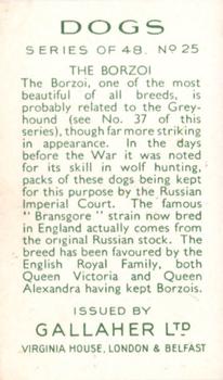 1936 Gallaher Dogs Series 1 #25 The Borzoi Back