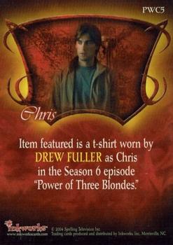 2004 Inkworks Charmed Connections - Pieceworks #PWC5 Drew Fuller as Chris Back