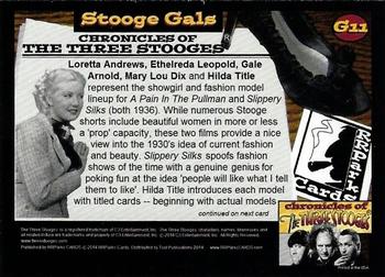 2014 RRParks Chronicles of the Three Stooges - Stooge Gals #G11 Loretta Andrews / Ethelreda Leopold / Gale Arnold / Mary Lou Dix / Hilda Title Back