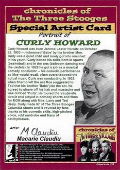 2014 RRParks Chronicles of the Three Stooges - Macarie Claudiu Special Artist Card (Sketch) #NNO Curly Howard Back
