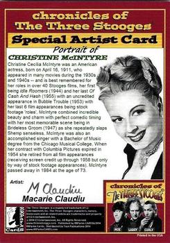 2014 RRParks Chronicles of the Three Stooges - Macarie Claudiu Special Artist Card (Sketch) #NNO Christine McIntyre Back