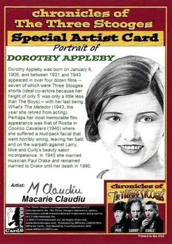 2014 RRParks Chronicles of the Three Stooges - Macarie Claudiu Special Artist Card (Sketch) #NNO Dorothy Appleby Back